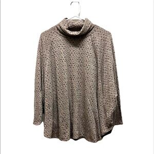 2/$15 Traciel - Brown Textured Turtleneck Long Sleeve Top Size L